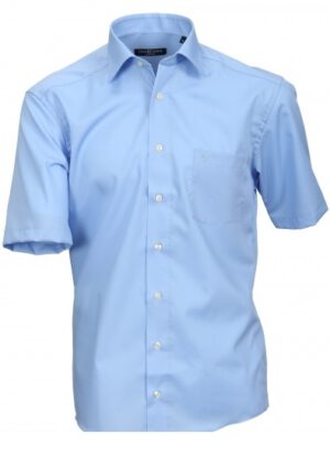Cotton Island grote maat overhemd uni blauw strijkvrij