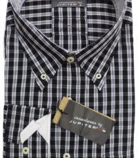 Jupiter overhemd grote maat zwart en grijze ruit button down