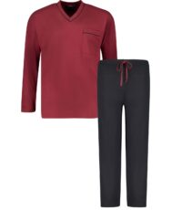 Adamo grote maat pyjama bordeauxrood v-hals