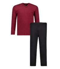 Adamo grote maat pyjama bordeauxrood v-hals