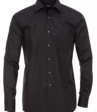 Casa Moda grote maat overhemd lange mouw uni zwart strijkvrij