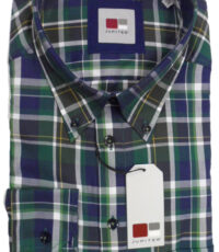 Jupiter grote maat overhemd lange mouw navy, groen en wit