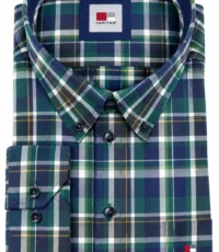 Jupiter grote maat overhemd lange mouw navy groen en wit