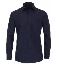 Grote maat Casa Moda lange mouw overhemd uni donkerblauw strijkvrij