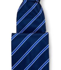 Stropdas blauw met wit in een diagonaal design