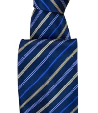 Stropdas donkerblauw camel en rood