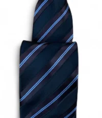 Stropdas zwart met bruin en lichtblauw diagonaal