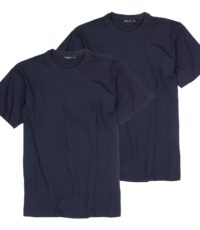 Grote maat t-shirts navy in korte mouw en ronde hals