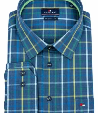 Jupiter grote maat overhemd blauw groen camel en grijze ruit 4XL