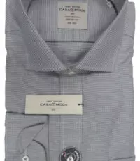 Grote maat lange mouw overhemd grijs pied de poule strijkvrij