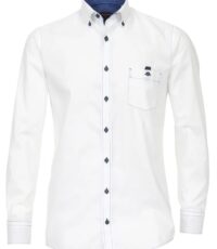 Casa Moda overhemd wit met donkerblauwe stiksels 3XL maat 48