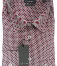 Jupiter grote maat overhemd wit, rood en blauw balletjes patroon