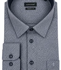 Jupiter grote maat overhemd lange mouw donkerblauw fantasie patroon
