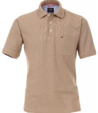 Casa Moda grote maat poloshirt uni beige met borstzakje