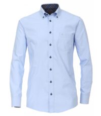 Casa Moda overhemd extra lange mouw blauw button down strijkvrij