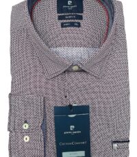 Pierre Cardin overhemd grote maat donkerrood fantasie motiefje stretch