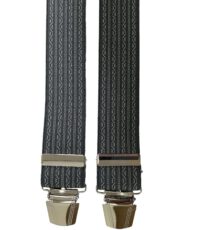 Extra lange bretels zwart met grijs motiefje
