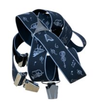 Extra lange bretels blauw muziek instrumenten