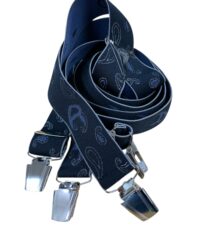 Extra lange bretels donkerblauw paisley