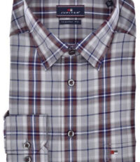 Jupiter grote maat overhemd lange mouw grijs blauw en rode ruit flanel