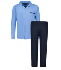 Adamo grote maat pyjama knoopsluiting blauw met donkerblauwe broek