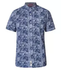 D555 grote maat korte mouw Hawaii overhemd donkerblauw