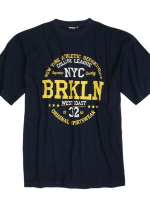 Adamo grote maat t-shirt korte mouw navy New York Athletic