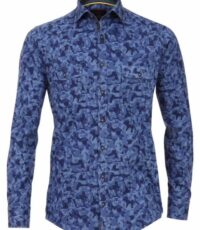 Casa Moda overhemd grote maat lange mouw blauwe leger print