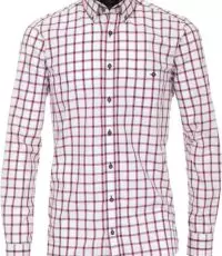 Casa Moda grote maat overhemd lange mouw wit met rood en blauwe ruit