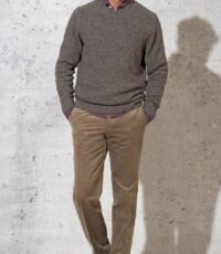 Luigi Morini grote maat stretch ribcord pantalon camel