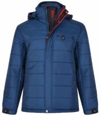 Kam lengte maat winterjack blauw capuchon