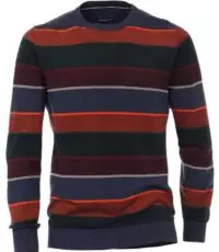 Casa Moda grote maat ronde hals trui meerkleurige breedte banen