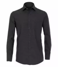Casa Moda grote maat overhemd lange mouw zwart met stipje strijkvrij