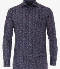 Casa Moda grote maat overhemd lange mouw blauw fantasie printje