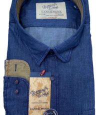 Casa Moda grote maat overhemd lange mouw donkerblauw denim