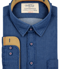 Casa Moda grote maat overhemd lange mouw donkerblauw denim