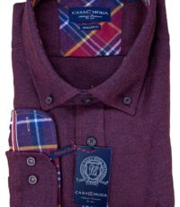 Casa Moda grote maat overhemd lange mouw bordeauxrood flanel