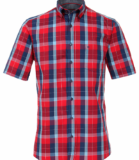 Casa Moda grote maat overhemd korte mouw rood en blauwe ruit