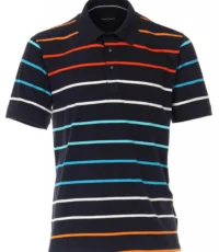 Casa Moda grote maat poloshirt donkerblauw met breedte streepje