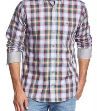 Casa Moda grote maat overhemd lange mouw bordeauxrood, camel en blauwe ruit