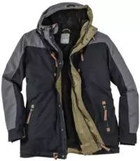 Brigg mouwlengte7 winter jack zwart en grijs met capuchon