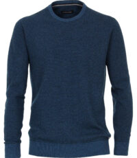 Casa Moda grote maat ronde hals trui blauw met zwart streepje