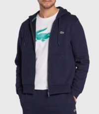 Lacoste grote maat sportvest donkerblauw capuchon
