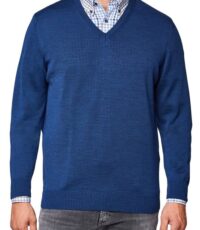 Maerz grote maat trui V-hals blauw