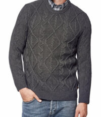 Maerz grote maat kabel trui ronde hals taupe