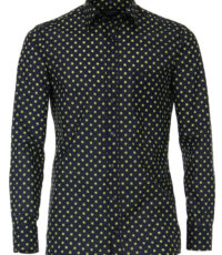 Casa Moda overhemd lange mouw donkerblauw met lime