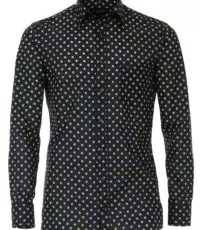 Casa Moda overhemd lange mouw donkerblauw met lime