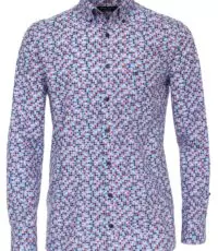 Casa Moda overhemd lange mouw blauw en rood blokjes design