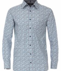 Casa Moda overhemd lange mouw turquoise cirkel design