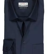 Marvelis grote maat overhemd uni donkerblauw 100% katoen strijkvrij